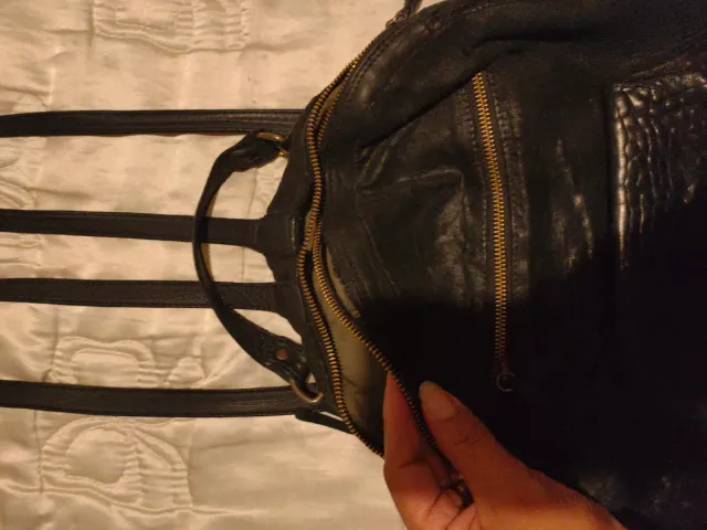 Mochila de piel auténtica negra