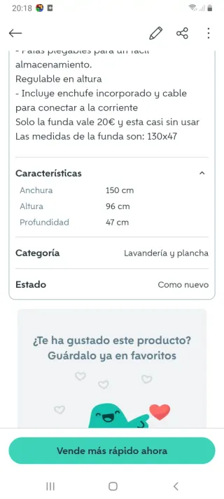 Tabla de planchar grande