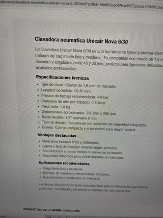 Pistola Clavos UNICAIR NOVA 6/30 Neumática