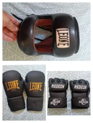 Lote Boxeo Nuevo: Guantes y Casco Leone