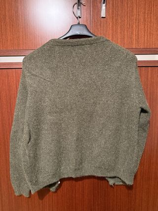 Cardigan verde con perle