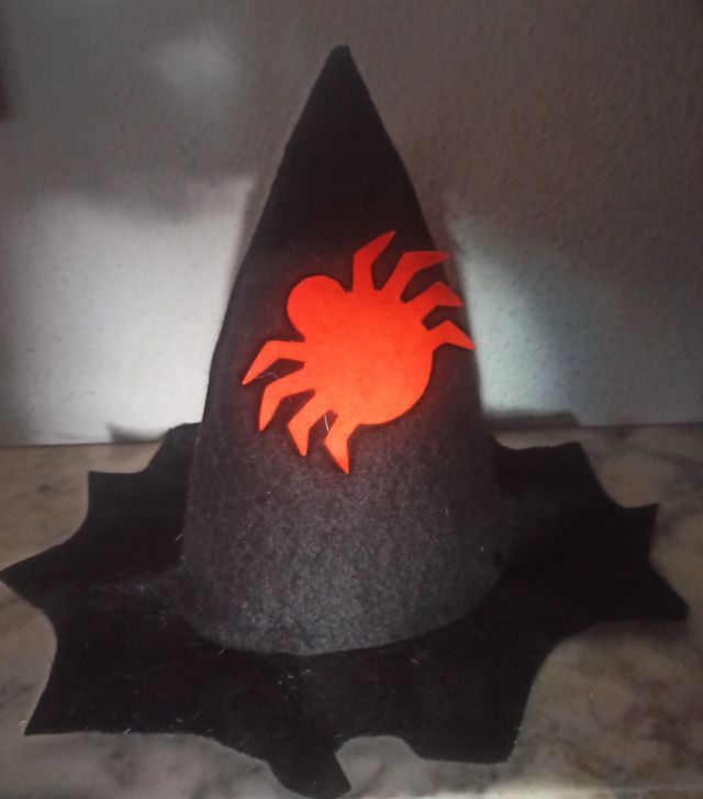 Sombrero Bruja Bebé Negro con Araña Naranja