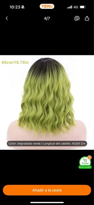 Peluca Halloween Verde Degradado NUEVO disfraz