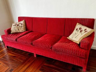 Sofá 3 plazas rojo oscuro terciopelo