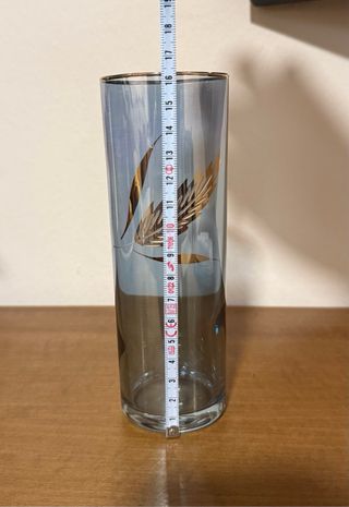 Juego vasos y cubitera azul dorado vintage