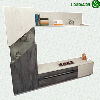 Mueble de salón moderno gris y blanco