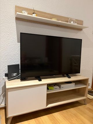 Mueble TV y Estantería Madera Clara