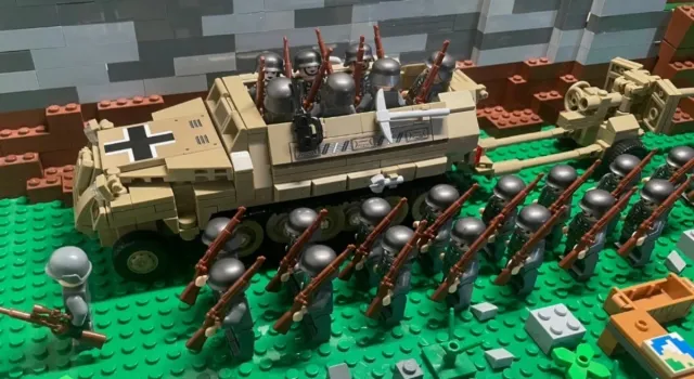 Vehículo exploración alemán + cañón + 24 soldados