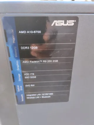 Torre PC ASUS Plata 1T de disco duro 12de ram 