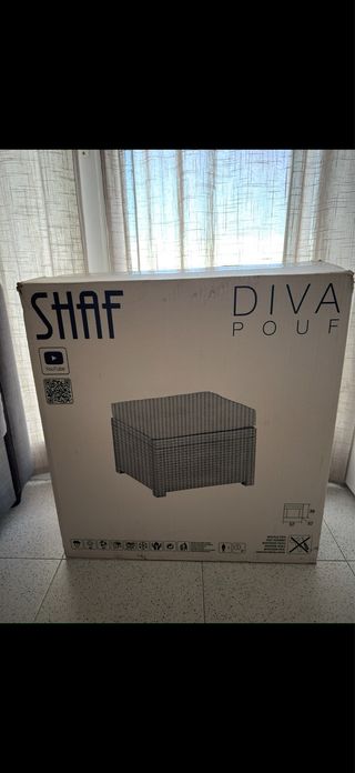 Pouf da terrazza DIVA SHAF marrone con cuscino beige