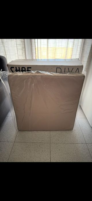 Pouf da terrazza DIVA SHAF marrone con cuscino beige