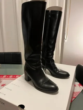 Stivali Alti Geox Neri Pelle Tacco