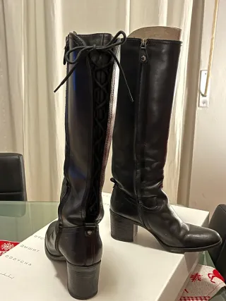 Stivali Alti Geox Neri Pelle Tacco