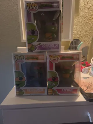 3 Funkos Tortugas Ninja: Donatello, Miguel Ángel,