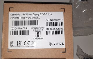 Zebra AC Power Supply 5.2V DC 1.1A Nuovo PWR-WUA5V