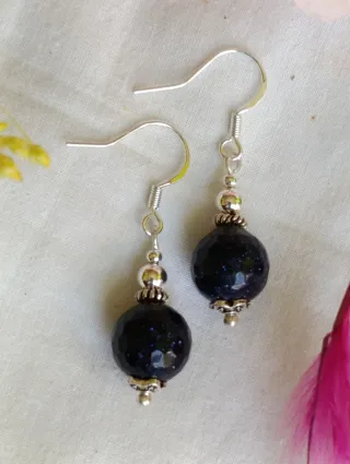 Pendientes Bolas Azul y Plata