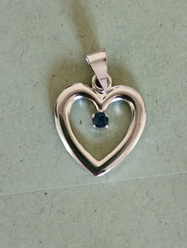 Ciondolo Cuore Argento 925 con Zircone Blu