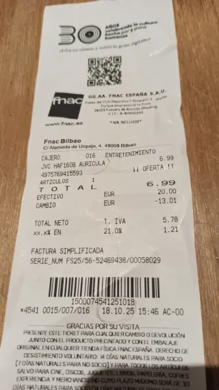 Auriculares JVC HAF160B Negros Nuevos