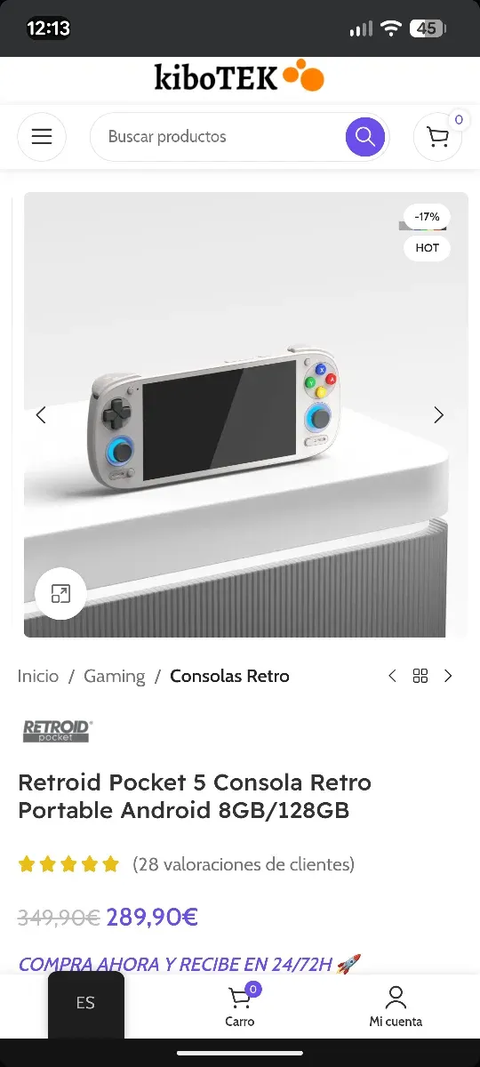 Retroid Pocket 5 ,Beige Grip y Estuche Negro