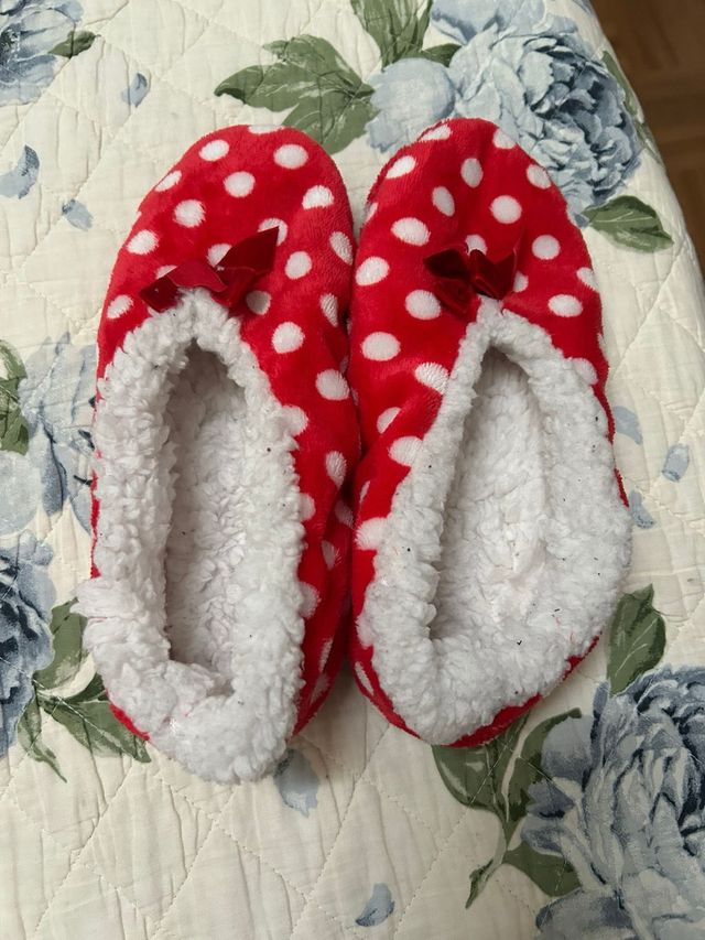 Babbucce natalizie rosse a pois bianchi tg 38