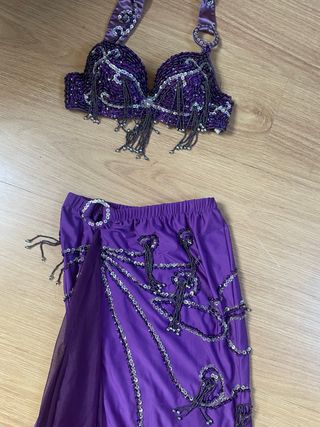 Traje Danza Oriental Morado y Plateado