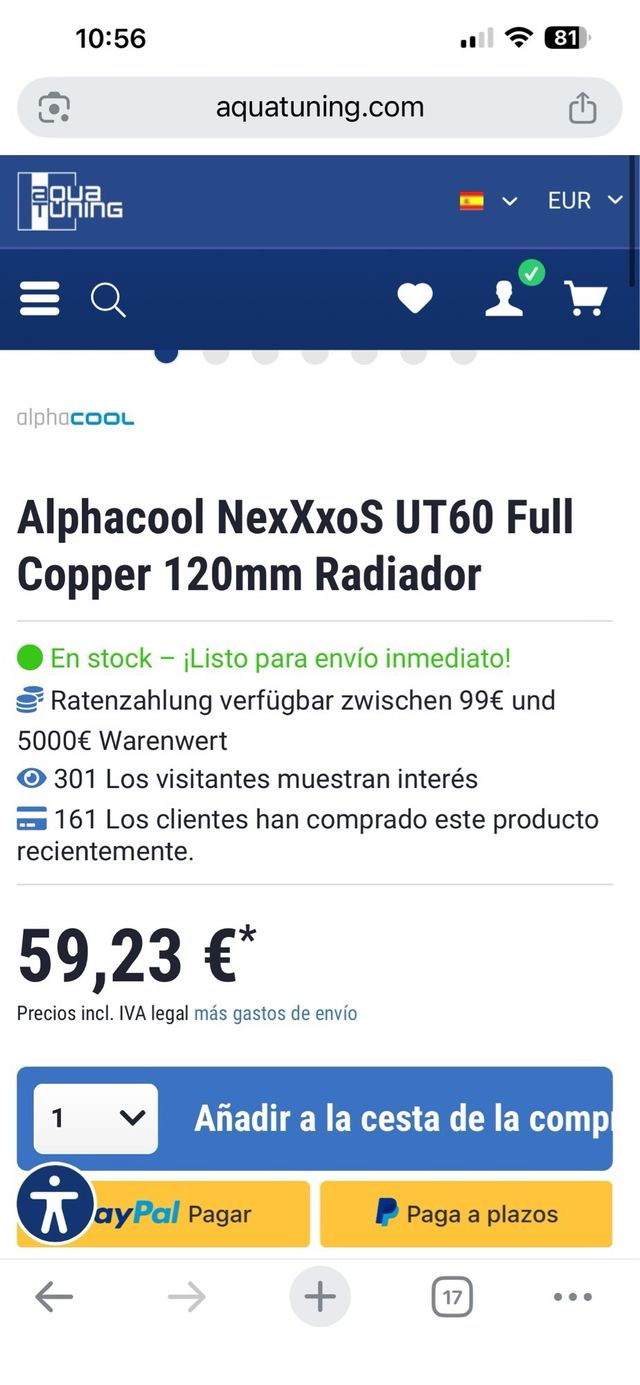 Radiador Alphacool UT60 120mm Cobre Puro