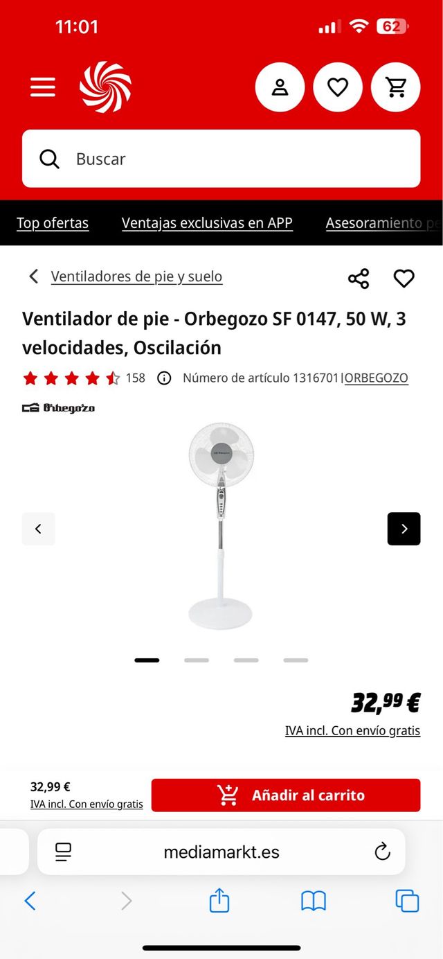Ventilador de pie Orbegozo SF 0147