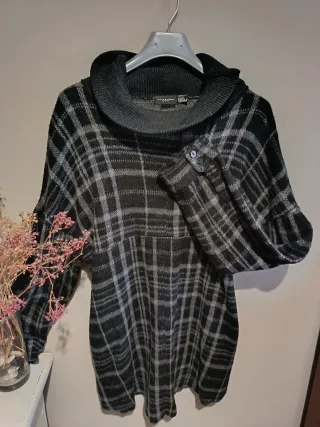 Vestido Javier Simorra Gris Cuadros Talla XL