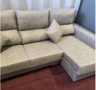 Sofá Chaise longue tela beige/gris