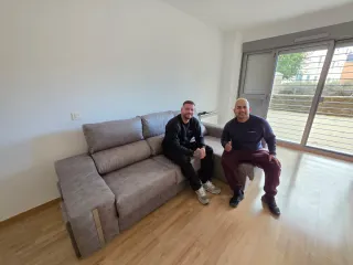 Sofá Chaise longue tela beige/gris