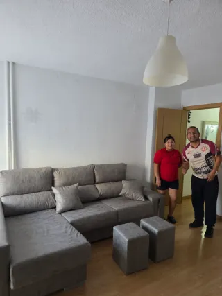 Sofá Chaise longue tela beige/gris