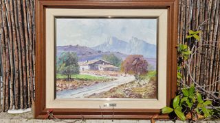 Cornice dorata con 3 Quadri Paesaggi