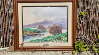 Cornice dorata con 3 Quadri Paesaggi