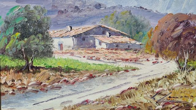 3 Cuadros Paisajes Marco Dorado