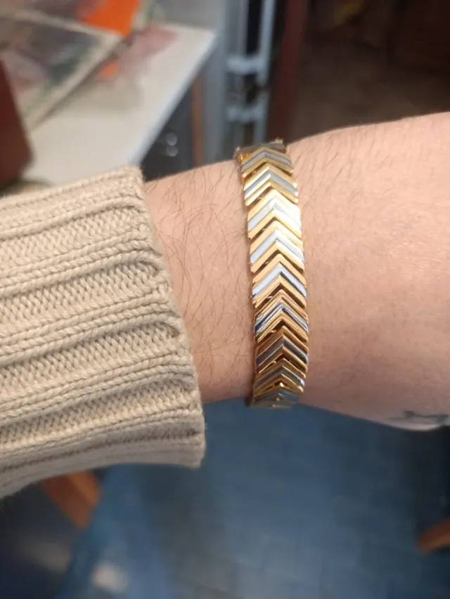 Bracciale vintage dorato e argentato in acciaio