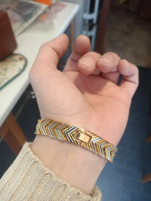 Bracciale vintage dorato e argentato in acciaio