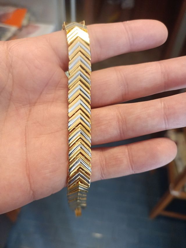 Bracciale vintage dorato e argentato in acciaio