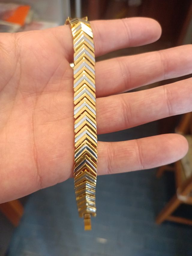 Bracciale vintage dorato e argentato in acciaio