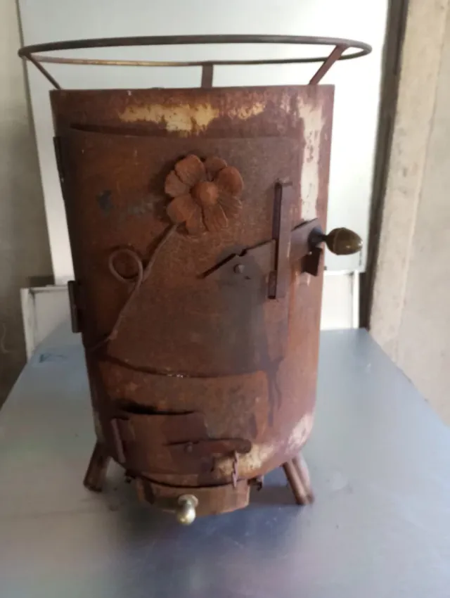 Estufa leña artesanal metal gruesa