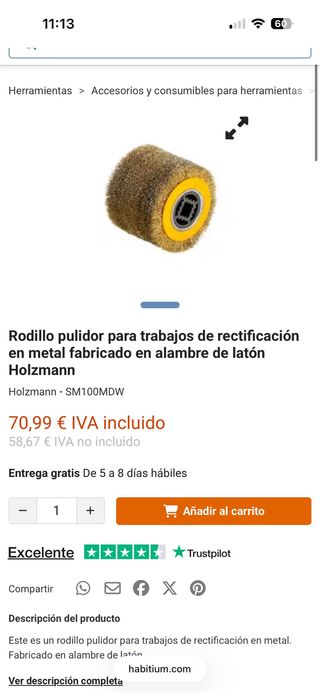 Rodillo Pulidor Holzmann Latón