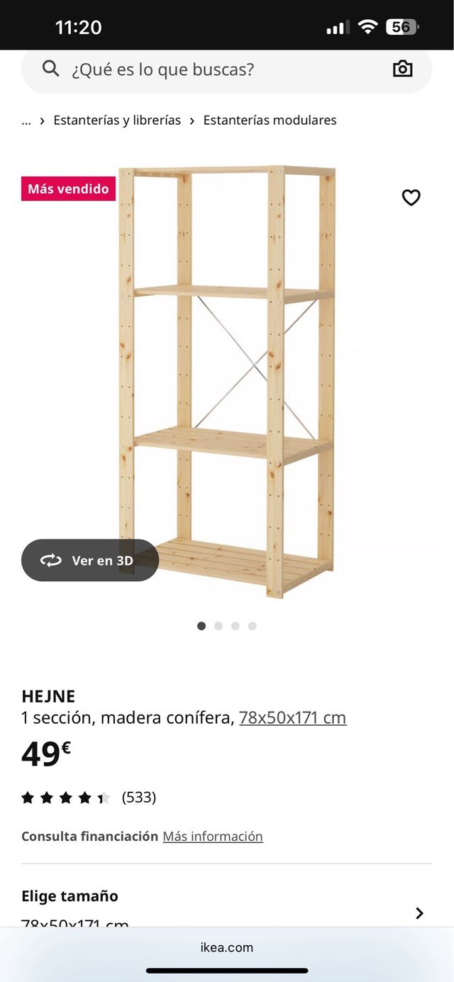 Estantería modular madera HEJNE 78x50x171 cm