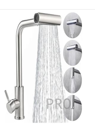 Grifo cocina extraíble Inox giratorio 360° gris acero