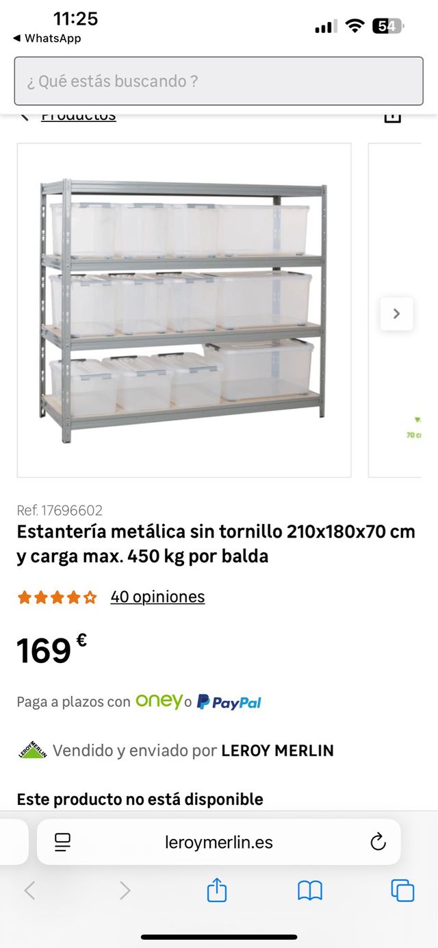 Estantería metálica sin tornillo 210x180x70 cm