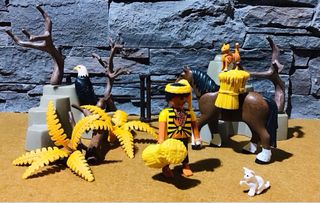 Playmobil escena belén aldeano con caballo carga