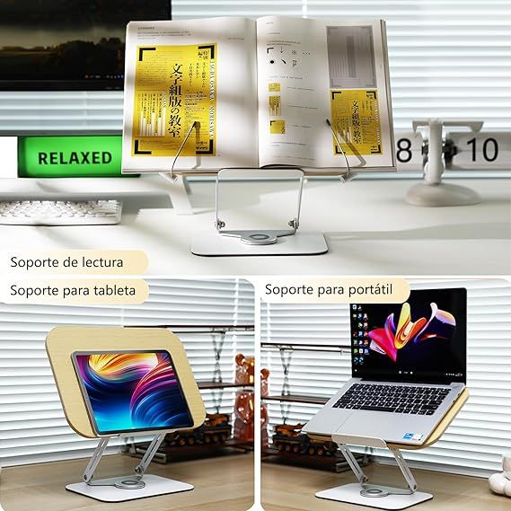 POLESTO Soporte Libro Ajustable Beige/Blanco