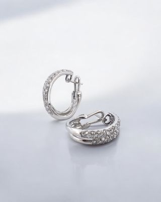 Aros dobles oro blanco y brillantes