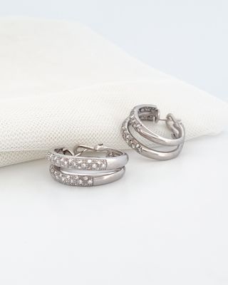 Aros dobles oro blanco y brillantes