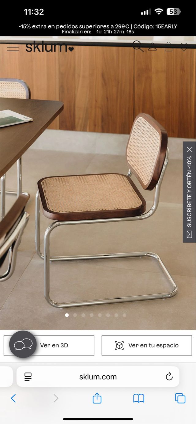 Silla Diseño Sklum Madera Metal Ratán