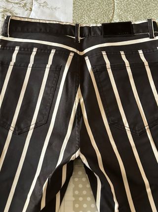 Zara - Pantaloni di cotone a righe bianche e nere