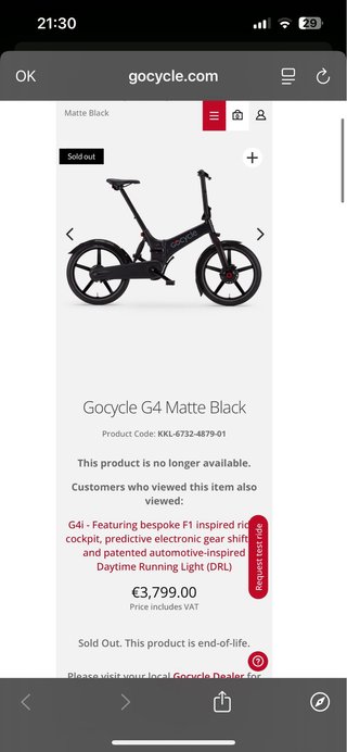 Bici Eléctrica Plegable GocycleG4+candado+cargador
